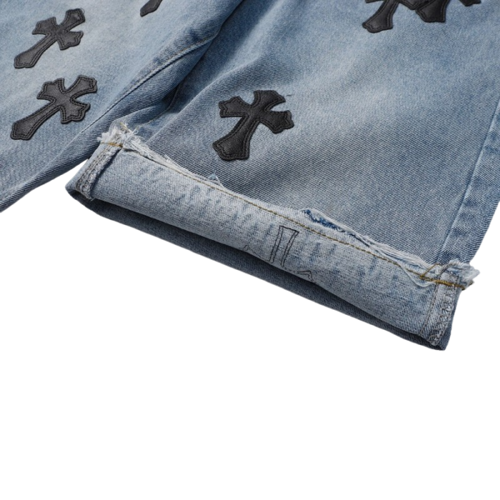Chrome Hearts Cross Patch Raw Hem Shorts - Image 3
