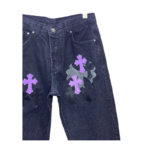 Chrome Hearts Mixed Purple Cross Patch Stencil Denim Jeans - Image 3