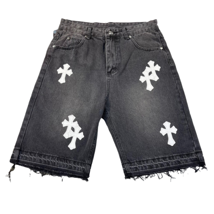 Chrome Hearts Black Leather Cross Shorts - Image 4