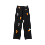 Chrome Hearts White And Orange Cross Patch Jeans - Image 2