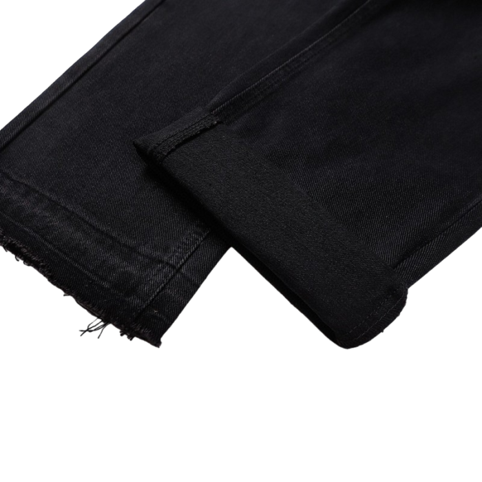 Chrome Hearts Black Cross Stitched Leather Patches Jeans - Image 9