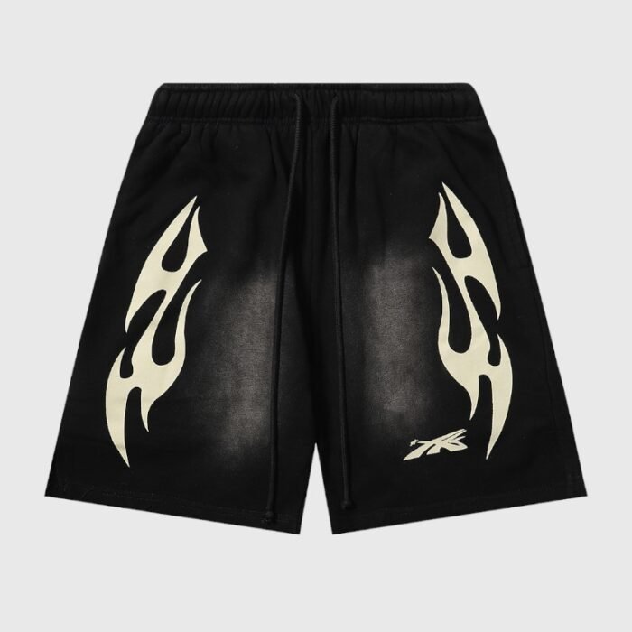 Hellstar Sports Flame Shorts Black - Image 1