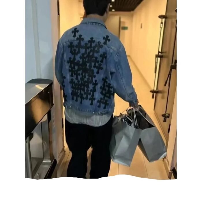 Chrome Hearts Levi's Black Cross Leather Patch Denim Jacket - Image 10