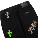 Chrome Hearts Green & Leopard Cross Patch Jeans - Image 5