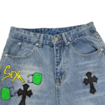 Chrome Hearts Black Cross Graffiti Jeans - Image 3
