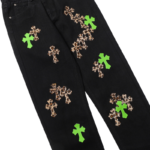 Chrome Hearts Green & Leopard Cross Patch Jeans - Image 6