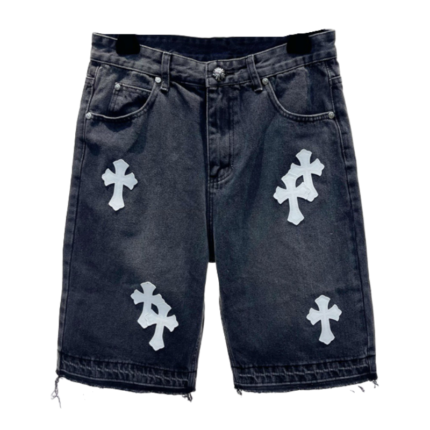 Chrome Hearts Black Leather Cross Shorts