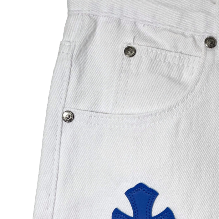 Chrome Hearts Blue Tricolor Patch Denim Jeans - Image 3