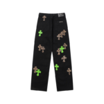 Chrome Hearts Green & Leopard Cross Patch Jeans - Image 2
