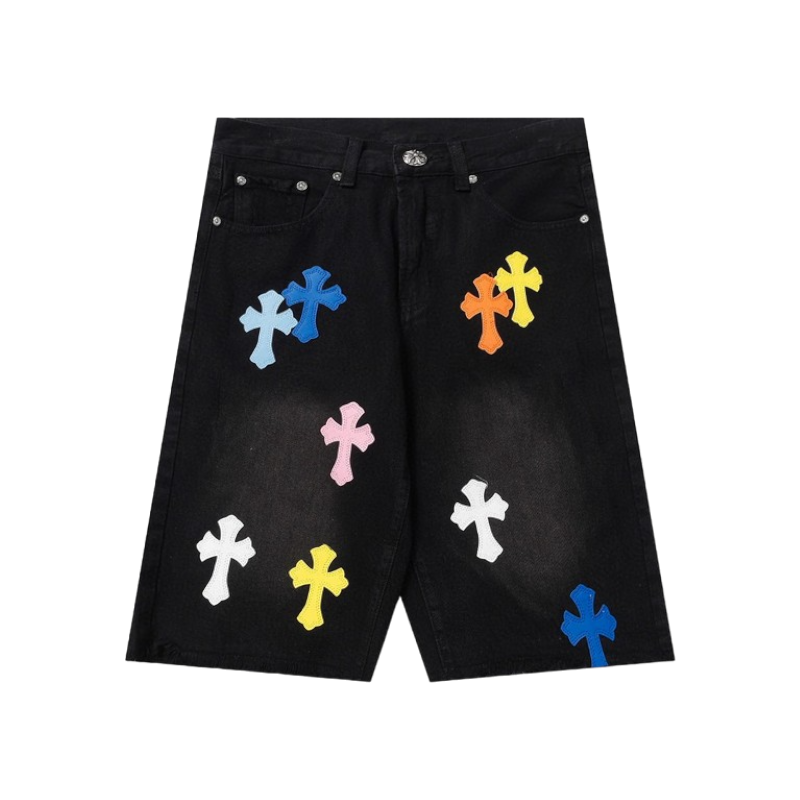 628a63c1-Photoroom.png Chrome Hearts leather Multicolour Cross Patch Shorts - Image 1