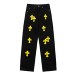 Chrome Hearts Distressed Yellow Jeans