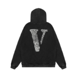 Vlone Finger Print Logo Washed Grey Hoodie - Image 2