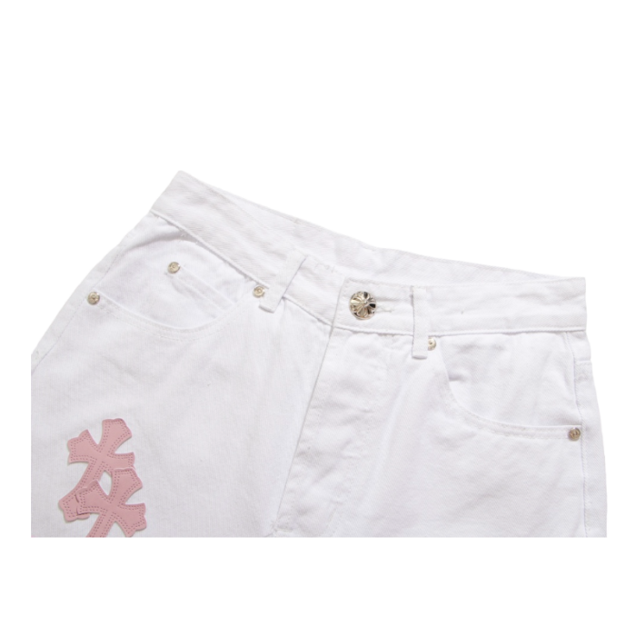 Chrome Hearts Pink Tricolor Patch Denim Jeans - Image 3