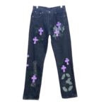 Chrome Hearts Mixed Purple Cross Patch Stencil Denim Jeans