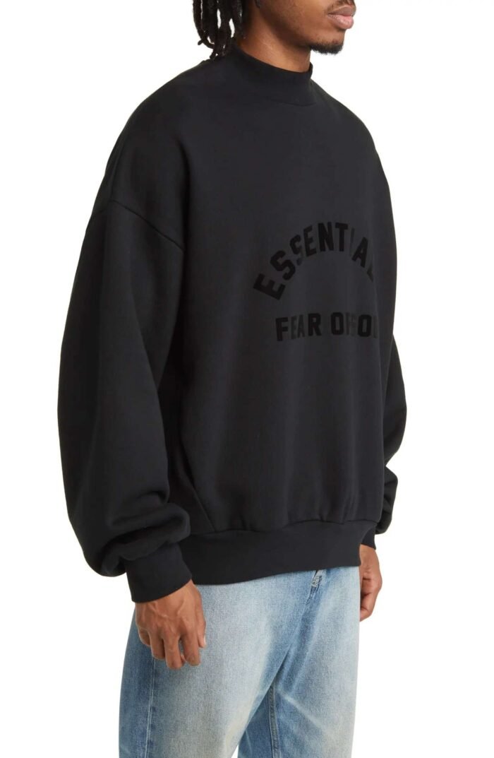 Fear of God Essentials Crewneck Sweatshirt 'Jet Black' - Image 7