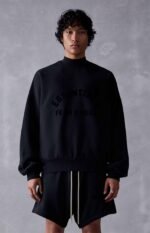 Fear of God Essentials Crewneck Sweatshirt 'Jet Black' - Image 4