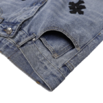 Chrome Hearts Black Cross Leather Patches Jeans - Image 6