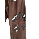 Chrome Hearts Brown Leopard Cross Patch Jeans - Image 4