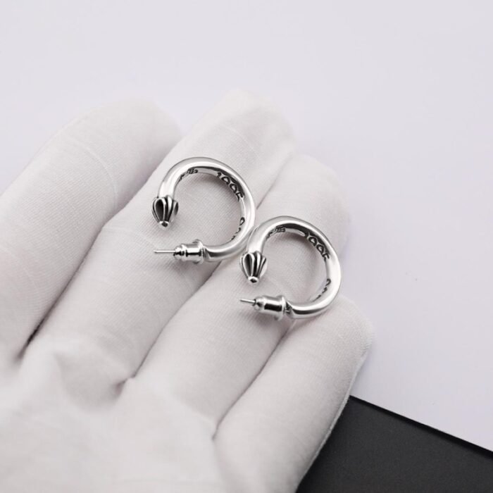 Chrome Hearts Cross Plain Hoop Earring - Image 5