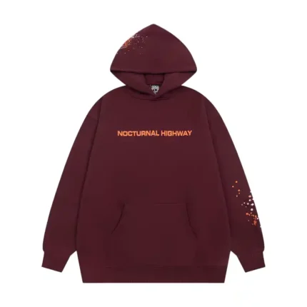 Sp5der Nocturnal Highway Hoodie 'Maroon'