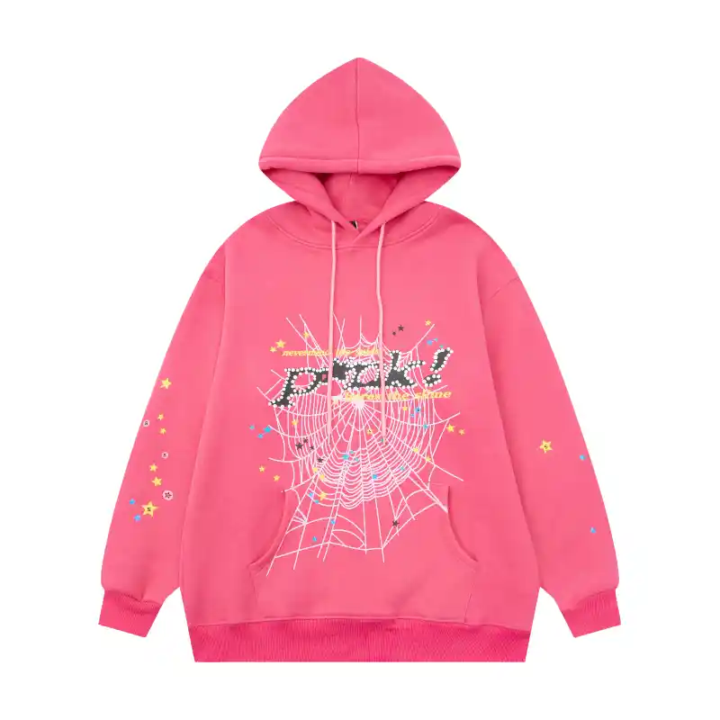 Sp5der PNK Hoodie 'Dark-Pink' front view Sp5der P*NK Hoodie 'Dark-Pink' - Image 1