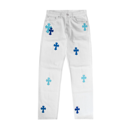Chrome Hearts Blue Tricolor Patch Denim Jeans