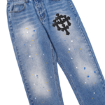 Chrome Hearts Denim Words Leather Patch Jeans - Image 3