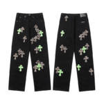 Chrome Hearts Green & Leopard Cross Patch Jeans - Image 3