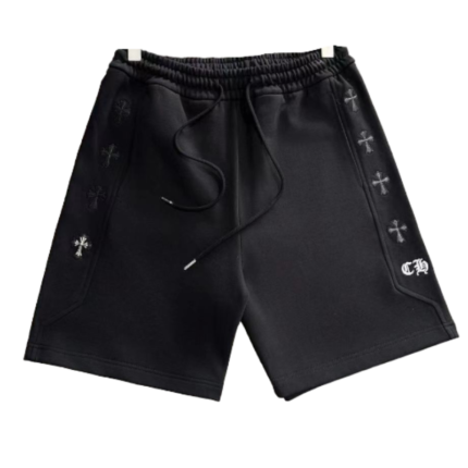 Chrome Hearts Black Leather Patches Shorts