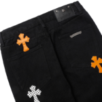 Chrome Hearts White And Orange Cross Patch Jeans - Image 5