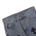 Chrome Hearts Black Cross Leather Patches Jeans - Image 4