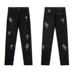 Chrome Hearts Leopard Cross Patches Jeans - Image 3