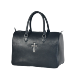Chrome Hearts Large Cross Black Leather Boston Bag