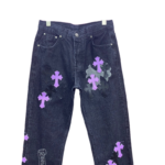 Chrome Hearts Mixed Purple Cross Patch Stencil Denim Jeans - Image 7