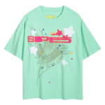 Sp5der Print seafoam green tee-shirt