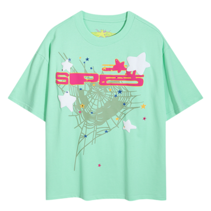 Sp5der Print seafoam green tee-shirt