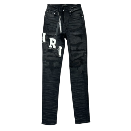 Amiri Varsity Logo Distressted Jeans