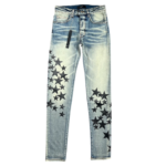 Amiri Leather Star Straight Jeans