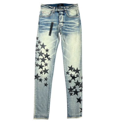 Amiri Leather Star Straight Jeans