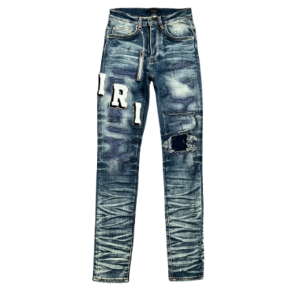 Amiri Ripped Woolen Logo Jeans