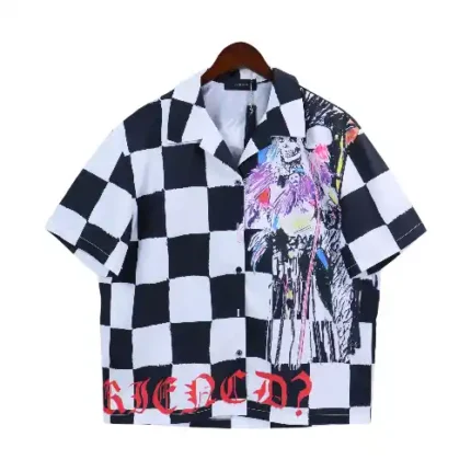 Amiri x Wes Lang Checkered Skull Bowling Shirt