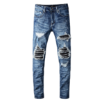 Amiri denim ripped black patch jeans