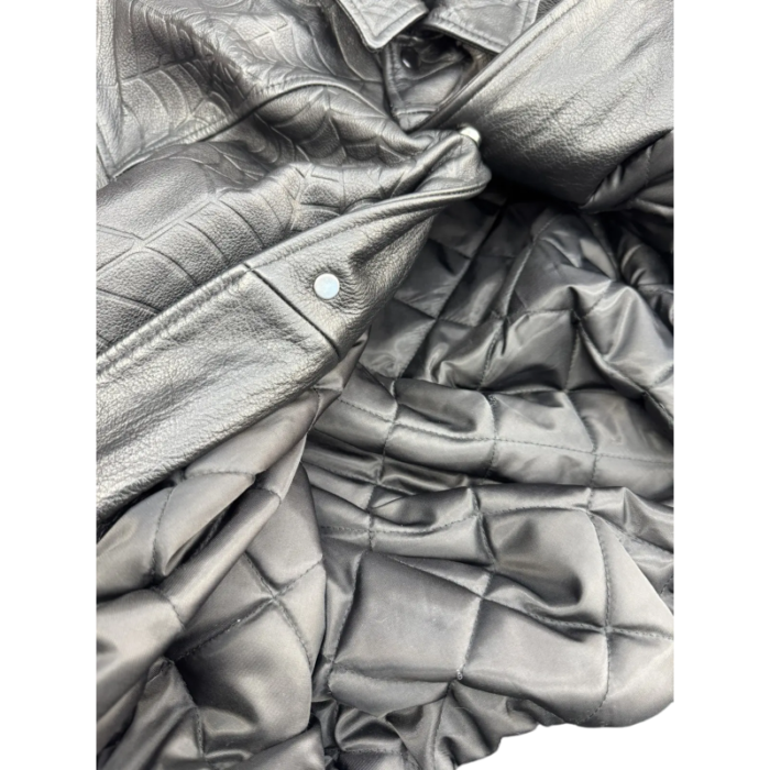 SP5DER DEBOSSED WEB STUDDED LEATHER JACKET - Image 5