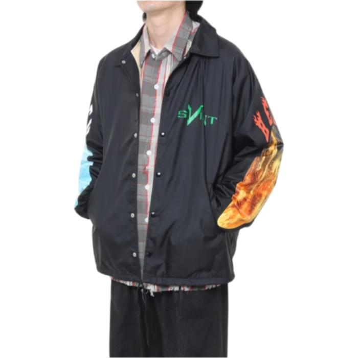 Black VLONE x Saint Mxxxxxx Skull Coach Jacket - Image 4