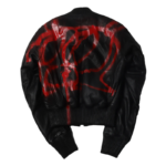 BlackRed Vlone Zip-Up Leather Bomber Jacket - Image 2