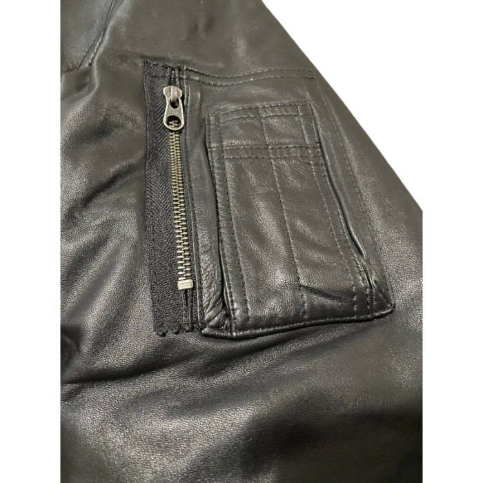 BlackRed Vlone Zip-Up Leather Bomber Jacket - Image 7