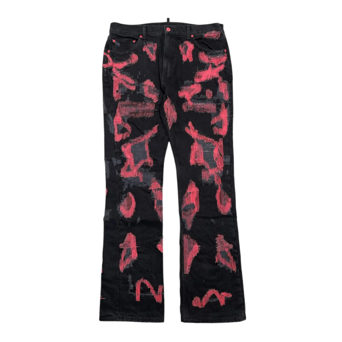 Vlone Endless Embroidered Red Stitched Jean - Image 1