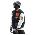 Black Vlone Embroidered Baseball Jacket - Image 9