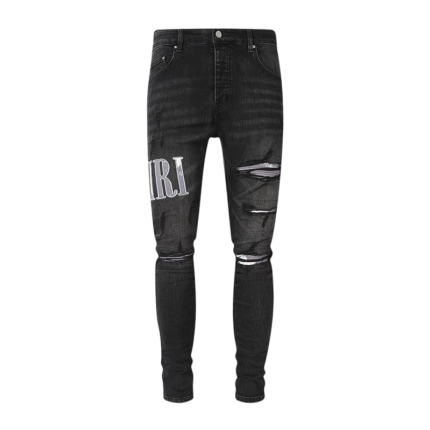 Amiri Distressed Embroidered Logo Jean