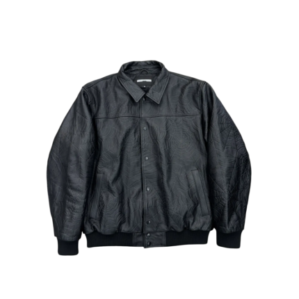 SP5DER DEBOSSED WEB STUDDED LEATHER JACKET